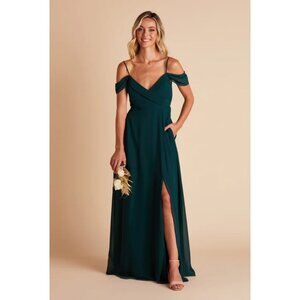 Birdy Grey Spence Convertible Dress Chiffon Emerald Green Sz Small Womens Brides